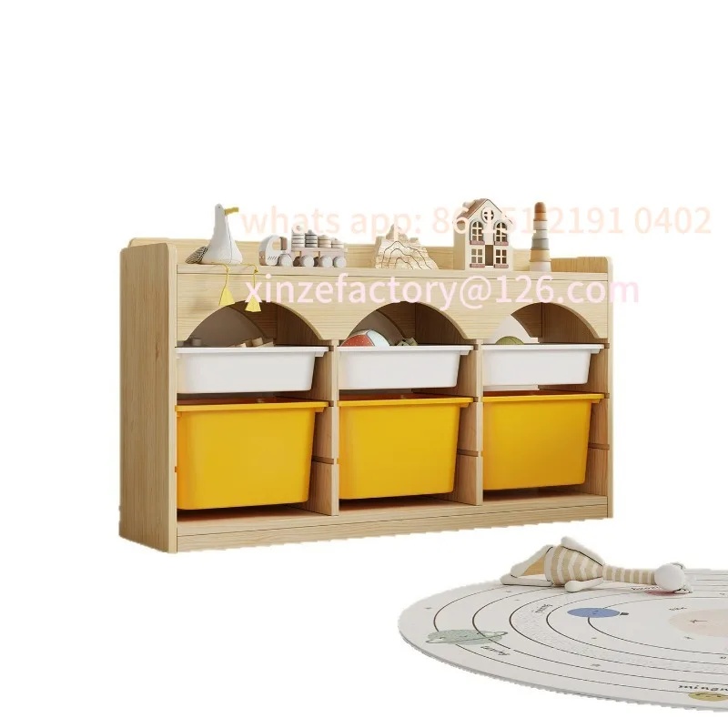 Customizable children's solid wood toy storage cabinet multi-function floor multi-layer classification and sorting locker
