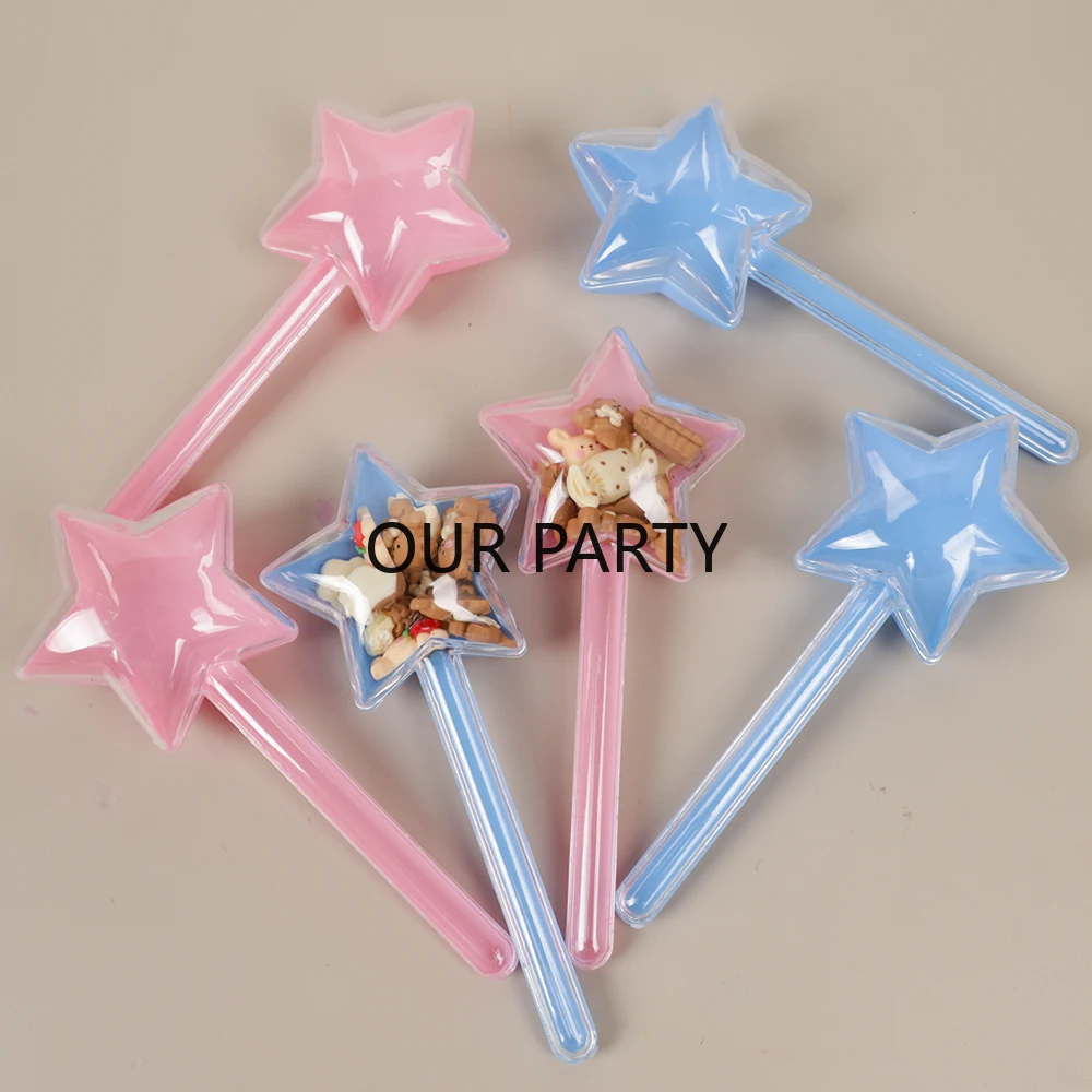 5Pcs Plastic Star Lollipop Shape Candy Boxes Gender Reveal Gift Packing Storage Box for Kids Birthday Baby Shower Party Decor