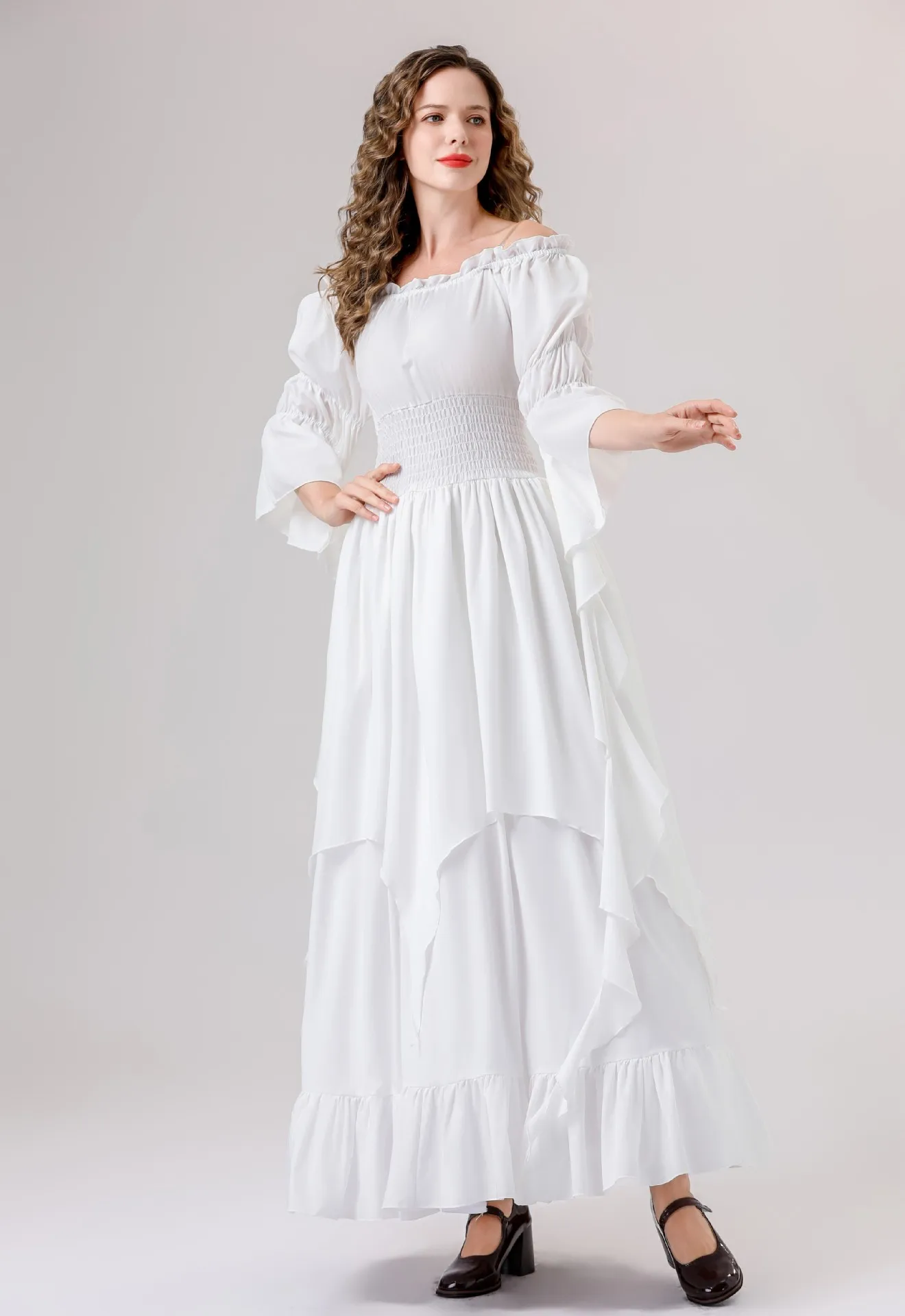 Plus Size Women Medieval Victorian Renaissance Dress Flare Sleeve Princess Gothic Dress Carnival Ball Gown Party Cosplay Costume