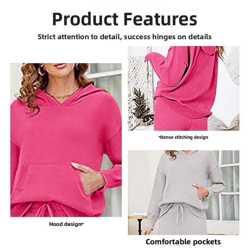 

Женский длинный спортивный костюм, комплект из толстовки и брюк, повседневный осенний модный простой комплект из двух предметов для взрослых, однотонный комплект