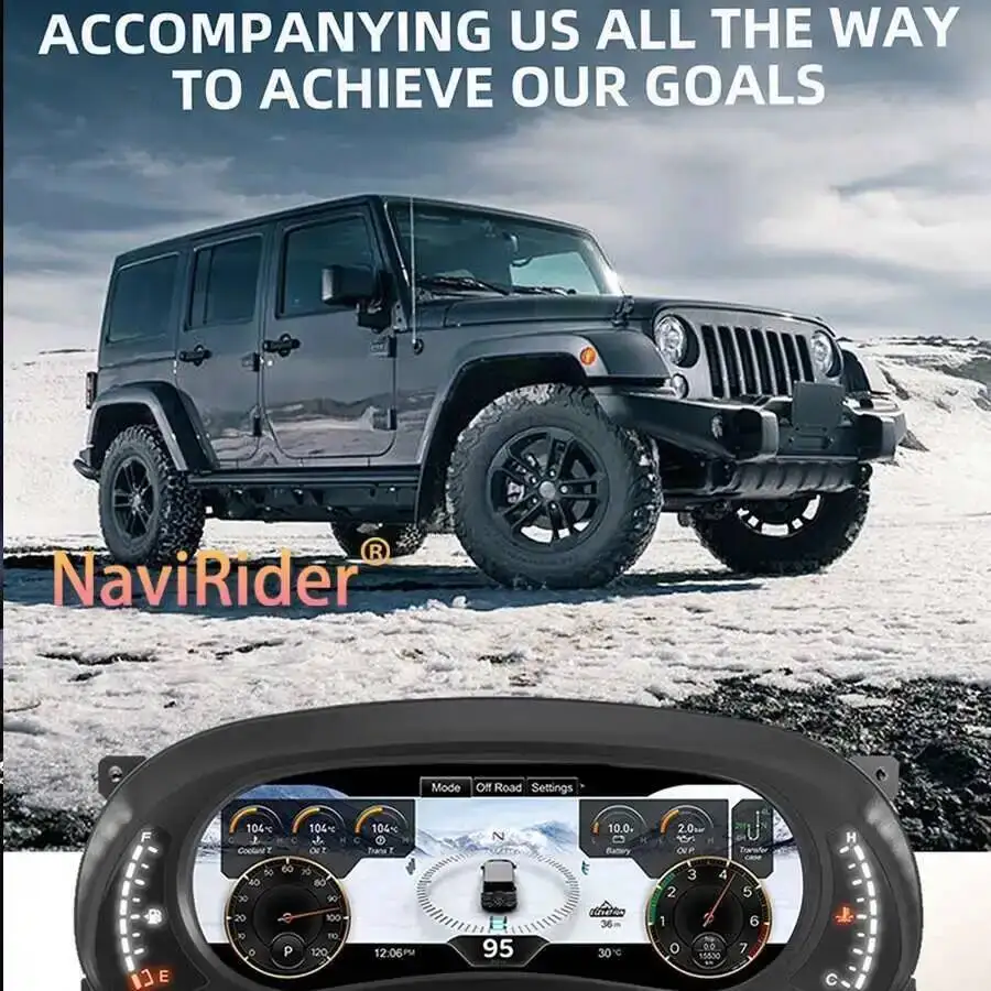 12.3inch  Map Multiple Colorful UI High Definition Display Liunx Car LCD Instrument For Jeep WRANGLER 2011-2018 Panel Cluster