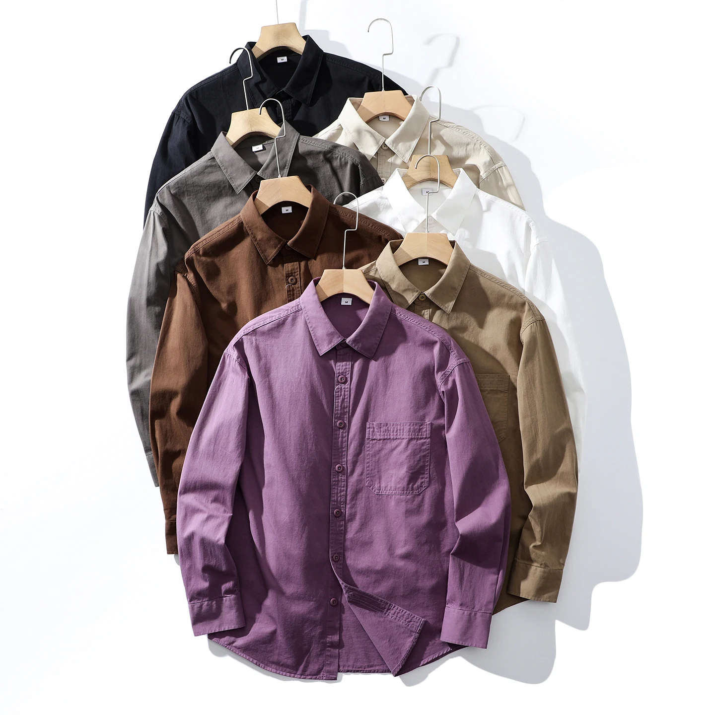 

Мужская рубашка из оксфордской ткани Seven Colors High Quality с длинным рукавом, хлопковый твил, рабочая одежда, однотонная, повседневная, дышащая