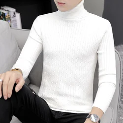 Autumn Winter Turtleneck Long Sleeve Men Sweaters Fashion All-match Harajuku Simple Oversized Inside Clothing Daily Black White