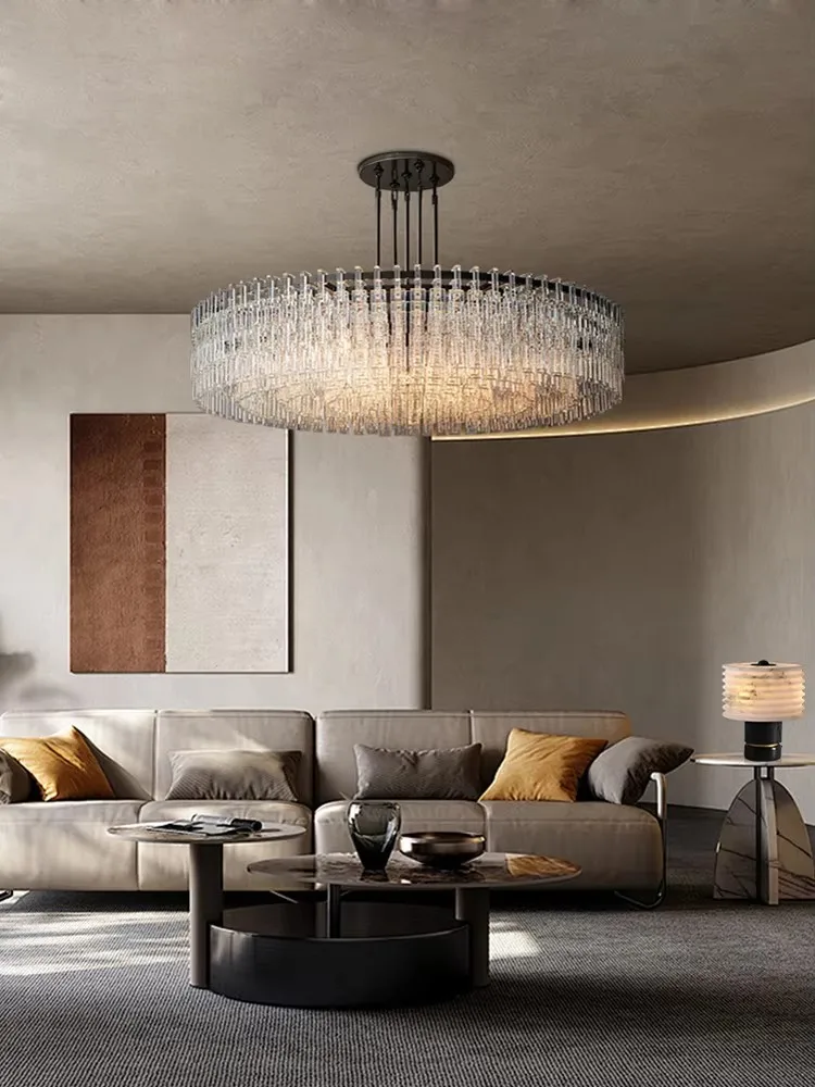Retro Black Brass Chrome Crystal Chandelier Lighting Dimmable E14 LED Hanging Lamp Suspension Luminaire Lampen For Living Room
