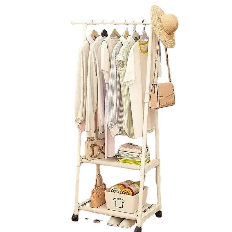 

Standing Triangle Coat Rack Foldable Wardrobe Clothes Hanger Easy Assembled Portable Clothing Rack With Wheels Furniture