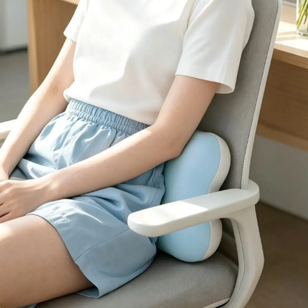 Memory Foam Nap Pillow Ergonomic Soft Support Neck Cushion Breathable Fabric with Carry Strap Desk Pillow Office Desk Rest