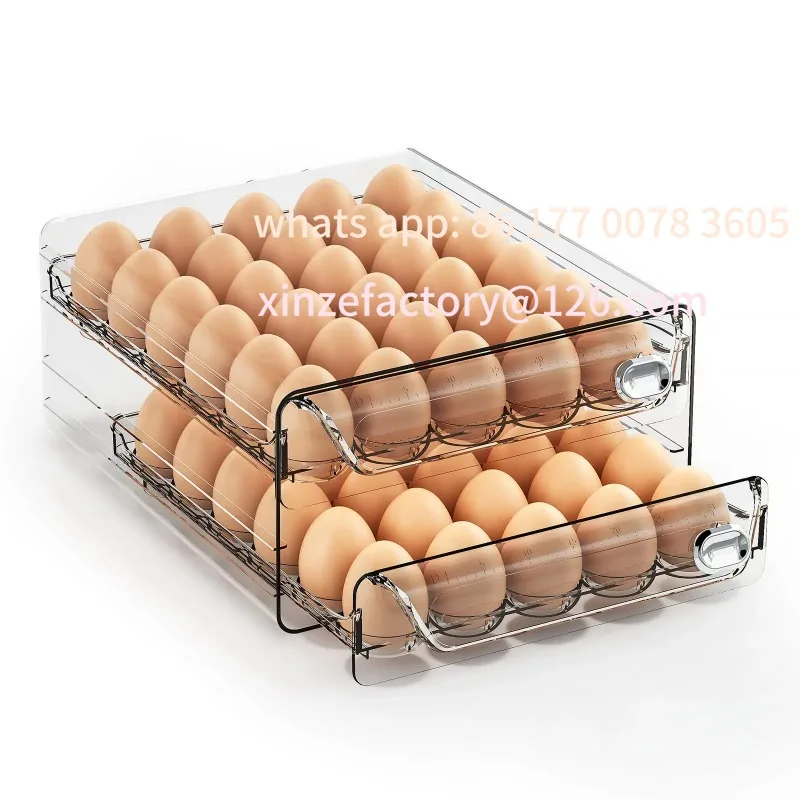 

Customizable Egg Holder for Refrigerator Drawer Organizer with Time Scale, Clear Egg Fresh Storage Box for Friage,Large Capacity