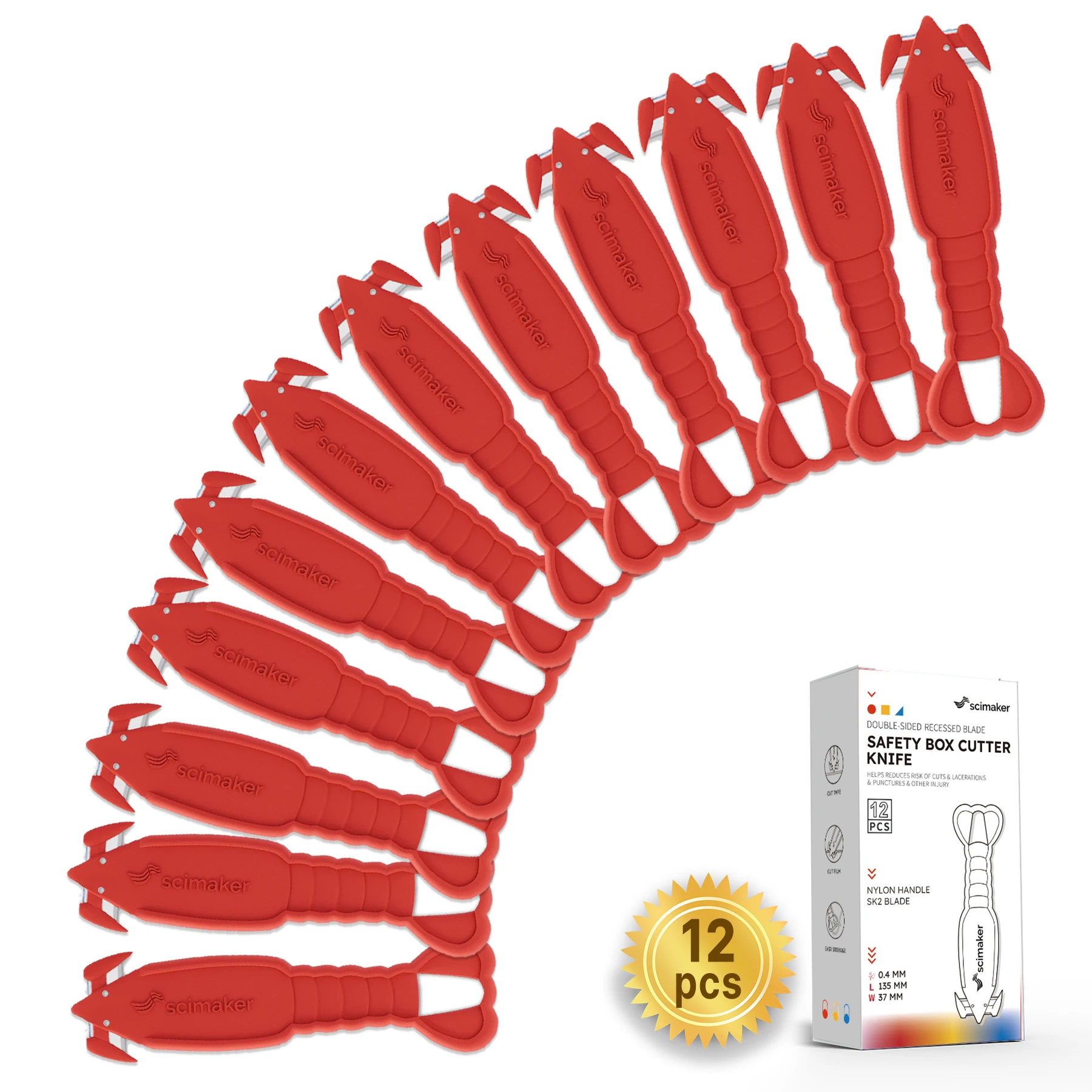 Scimaker LOBSTER Safety Box Cutter  Letter Opener for home, office and warehouse use to cut boards, papers, shrink wraps