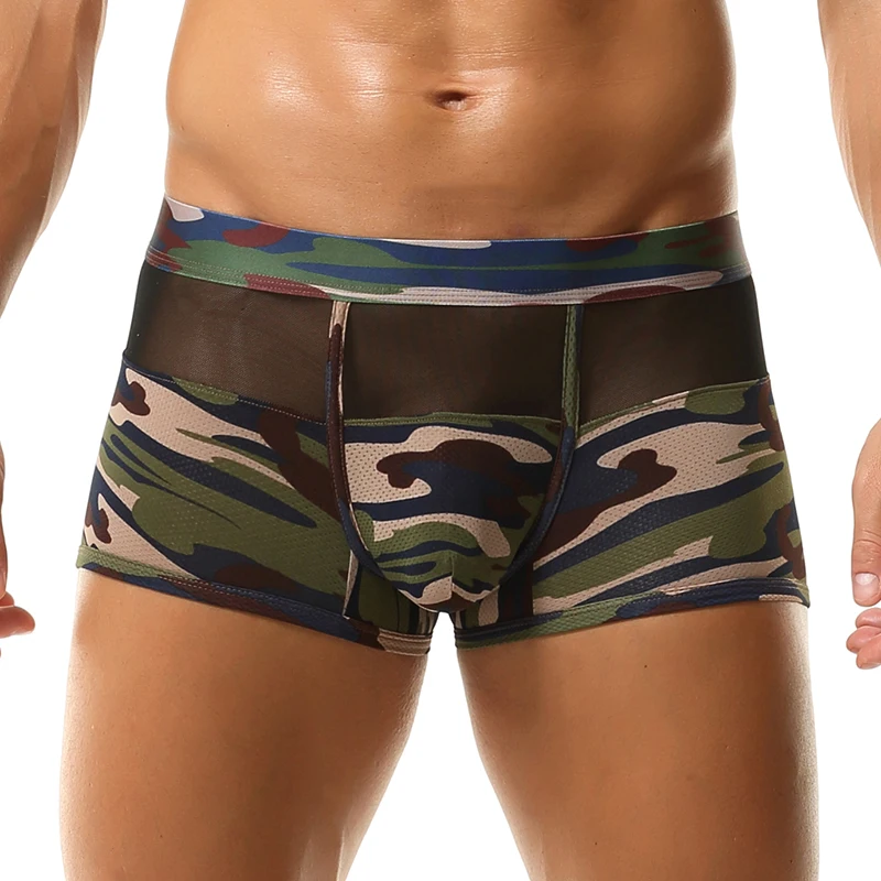 

Камуфляжные шорты-боксеры, мужские полиэстеровые сетчатые вставки, дышащее спортивное нижнее белье, спортивные трусы, спортивная одежда, эластичная посадка