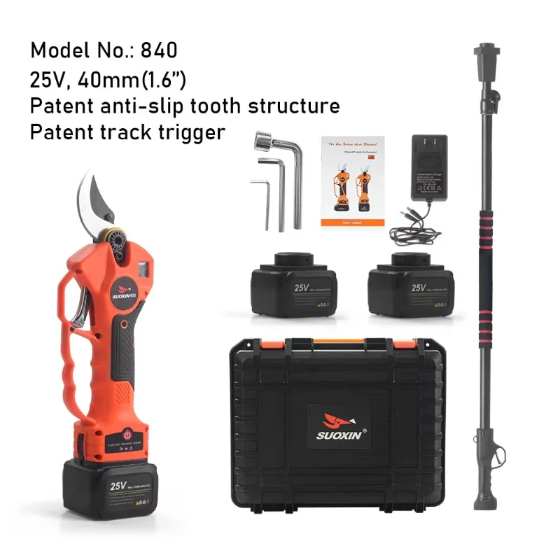 40mm Cordless Electric Pruning Shear With Extension Pole,25V Battery Powered Tree Branch Cutter Pruner Pruner Pruner