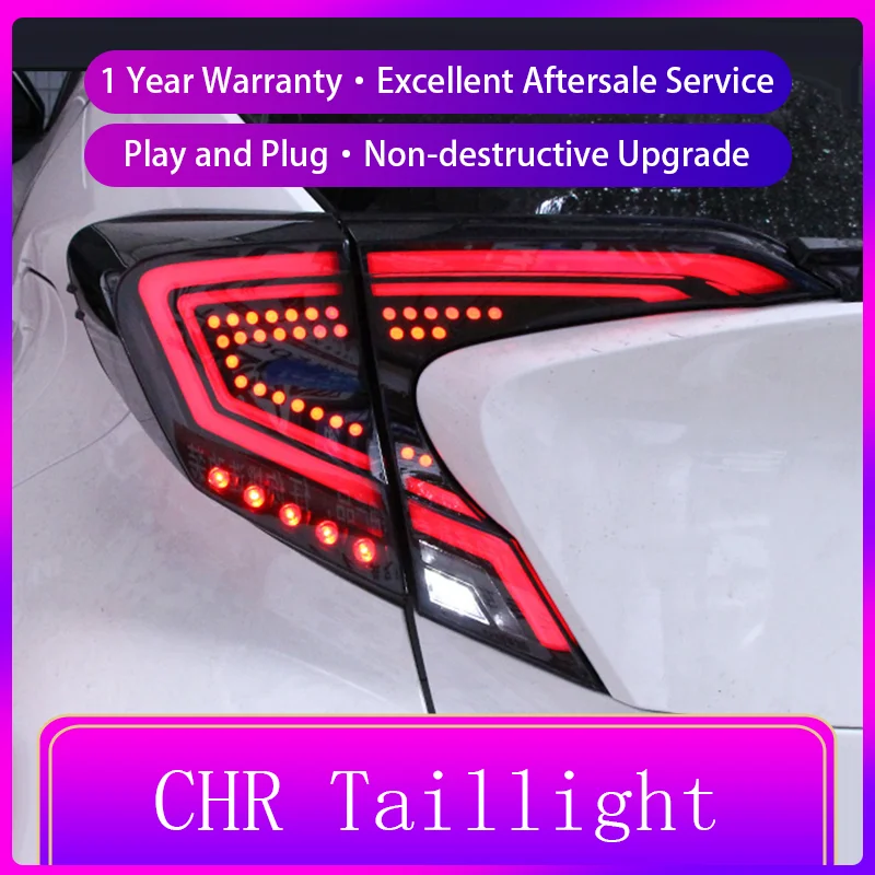 A Pair of Car Modification For Toyota CHR 2018-2023 Xenon Rear Lamp LED DRL Upgrade New Taillight Dynamic Lens Auto Accessories