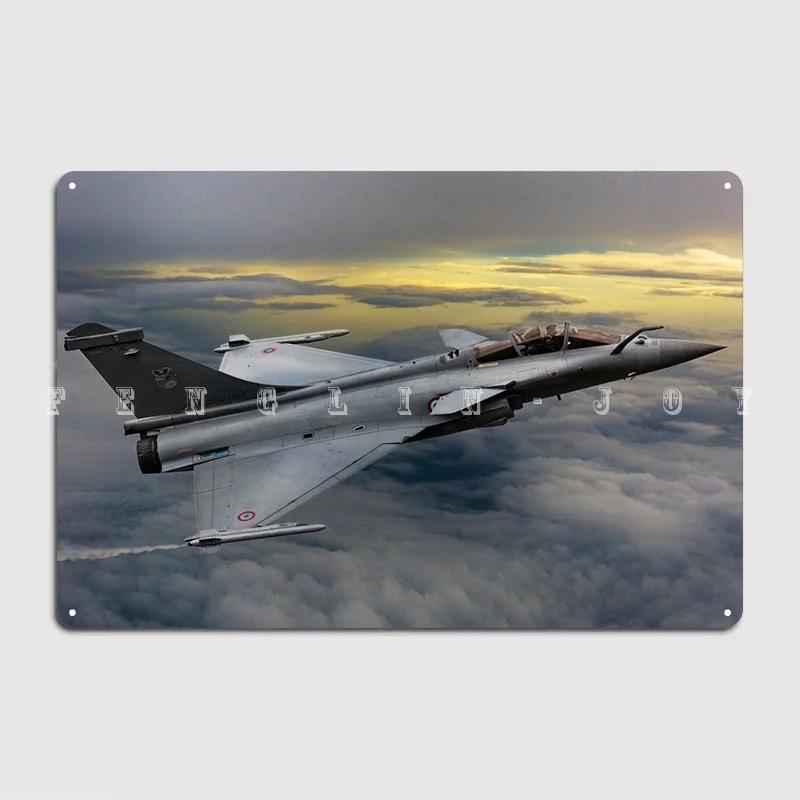 A French Dassault Rafale Jet Flies Sunset Metal Plaque Poster Kitchen Cinema Living Room Design Plaques Tin Sign Posters