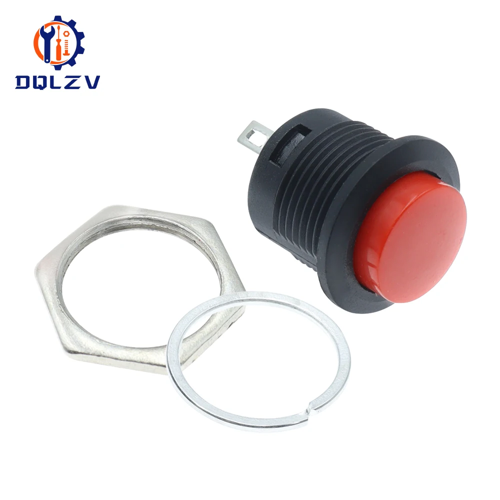 Momentary Push Button Switch 16mm Momentary 6A/125VAC 3A/250VAC Round Switches R13-507 BLACK RED GREEN WHITE BLUE YELLOW