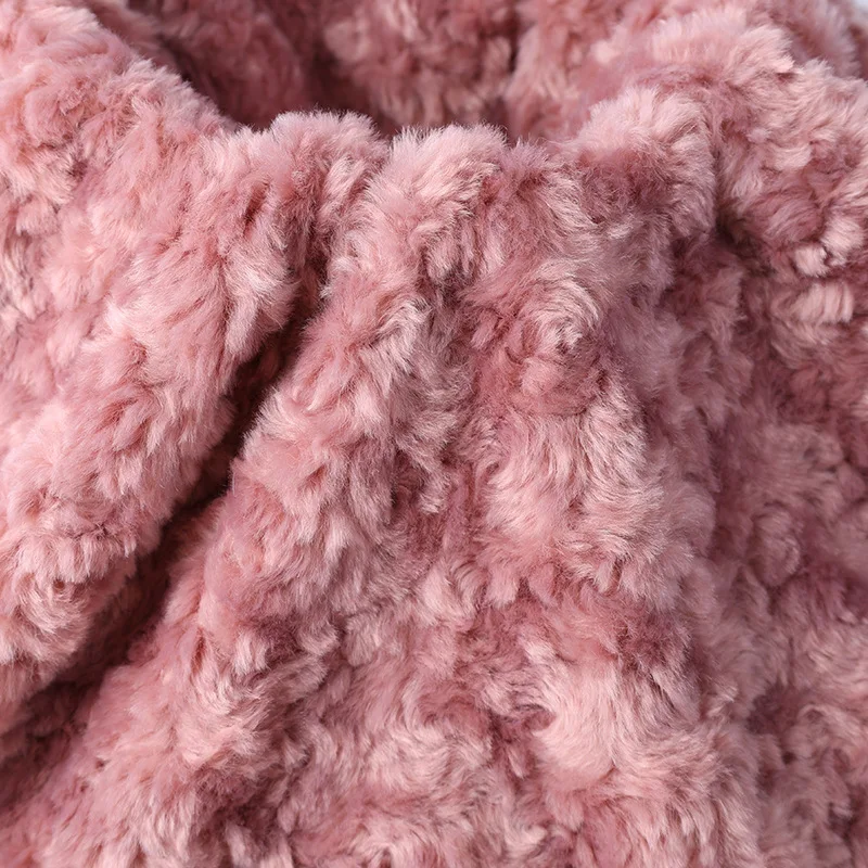 Soft Rose Curl Curly Ring Plush Fabric Imitation Fluffy Material Fur Fabric for Children Coats Pillows DIY Toys 1x1.6meter