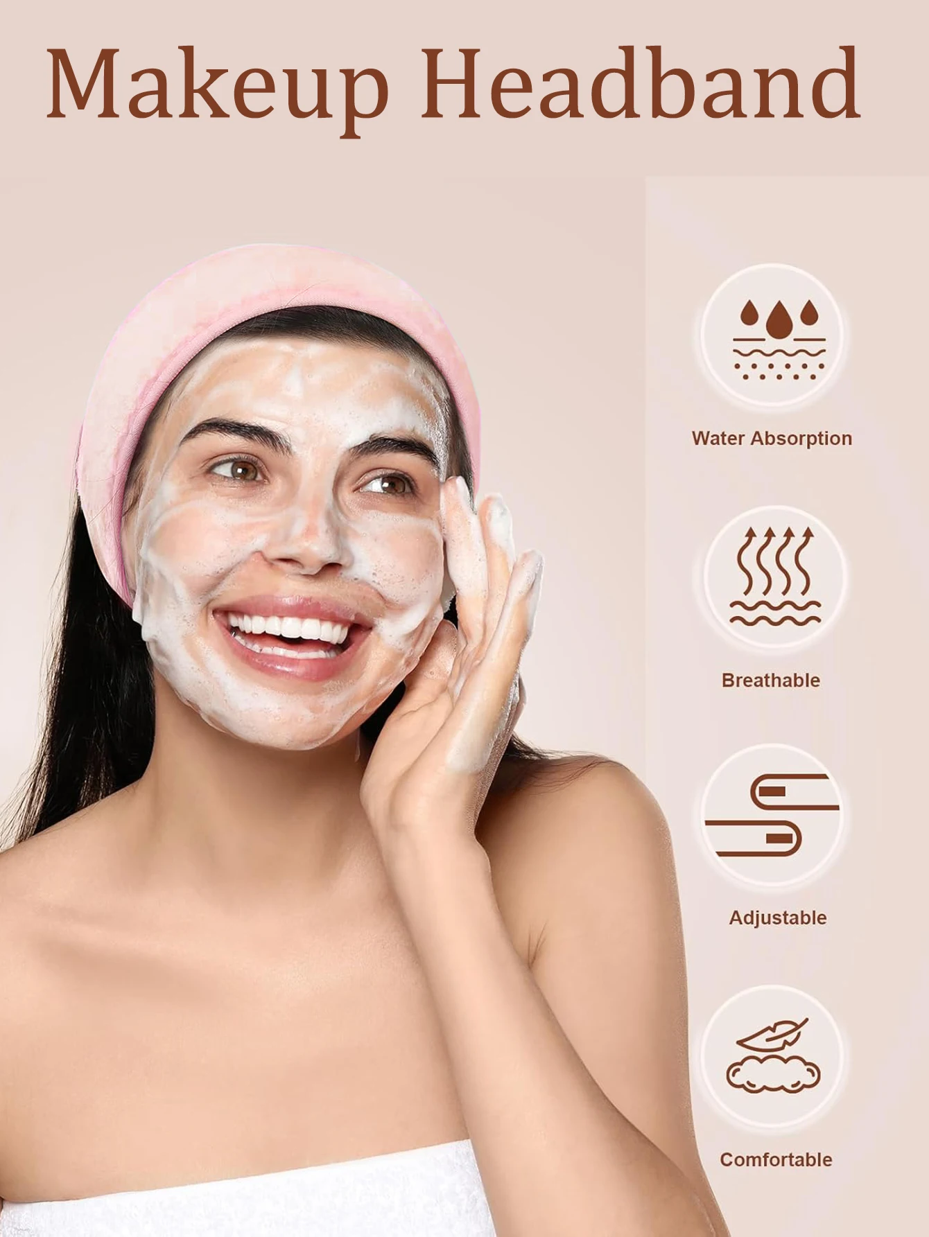 21-teiliges Klett-Stirnband-Set, multifunktionale Make-up-Werkzeuge, geeignet für alle Hauttypen