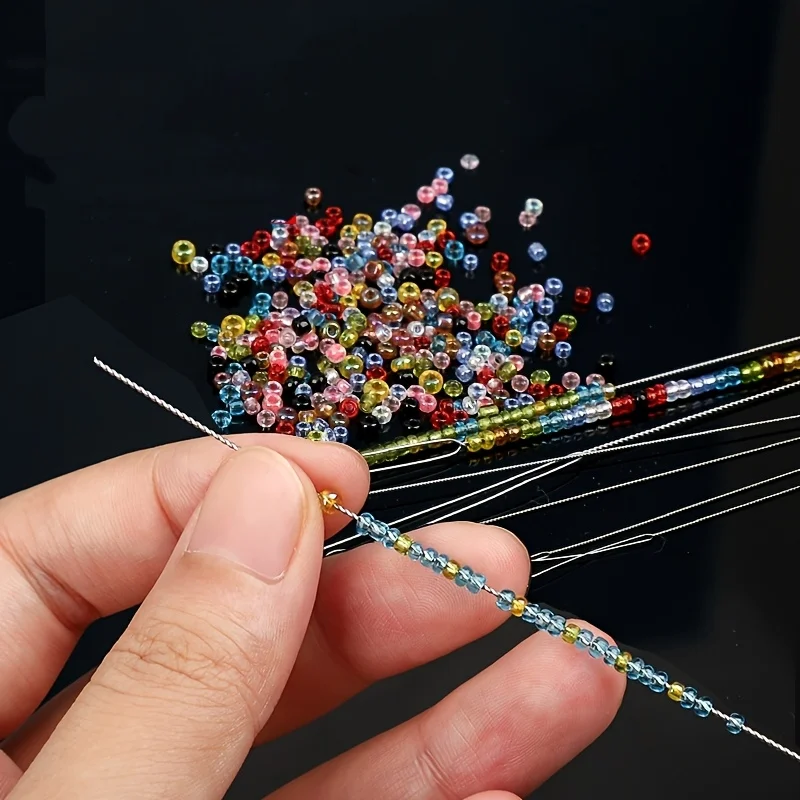 Ultra-fine Beading Needle Set, Twisted Wire Threading Tool for Small Beads, Long Steel Wire Needles for Beads, Jewelr