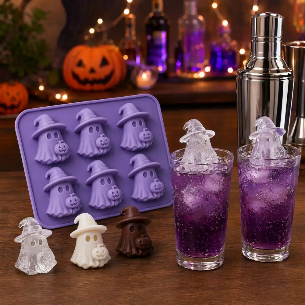 Scream Ice Molds Halloween Silicone Ice Cube Tray Set Ghost Pumpkin Bat Molds for Candy Chocolate Resin Crafts Flexible -free 3