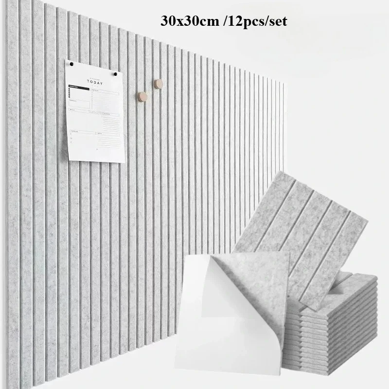 12pcs/set  Sound-Absorbing Panels DIY Self-adhesive Background Felt Wall Sticker Sound Insulation Pads 30x30cm 9mm