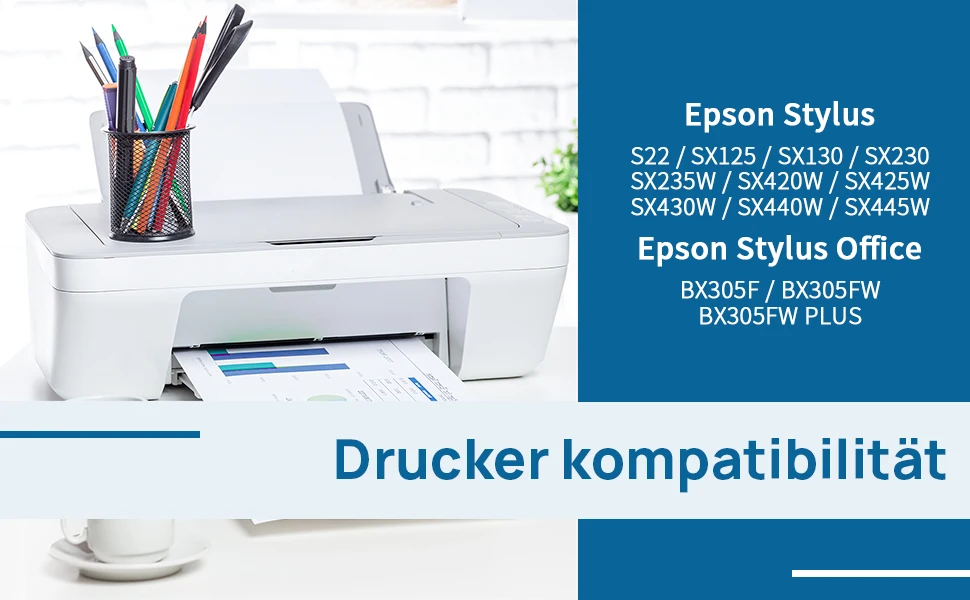 Jhaan 10x T1285 Druckerpatronen Kompatibel mit T1281 T1282 T1283 T1284 für Ep Stylus Office BX-305 S-22 SX-125 – Detail 1