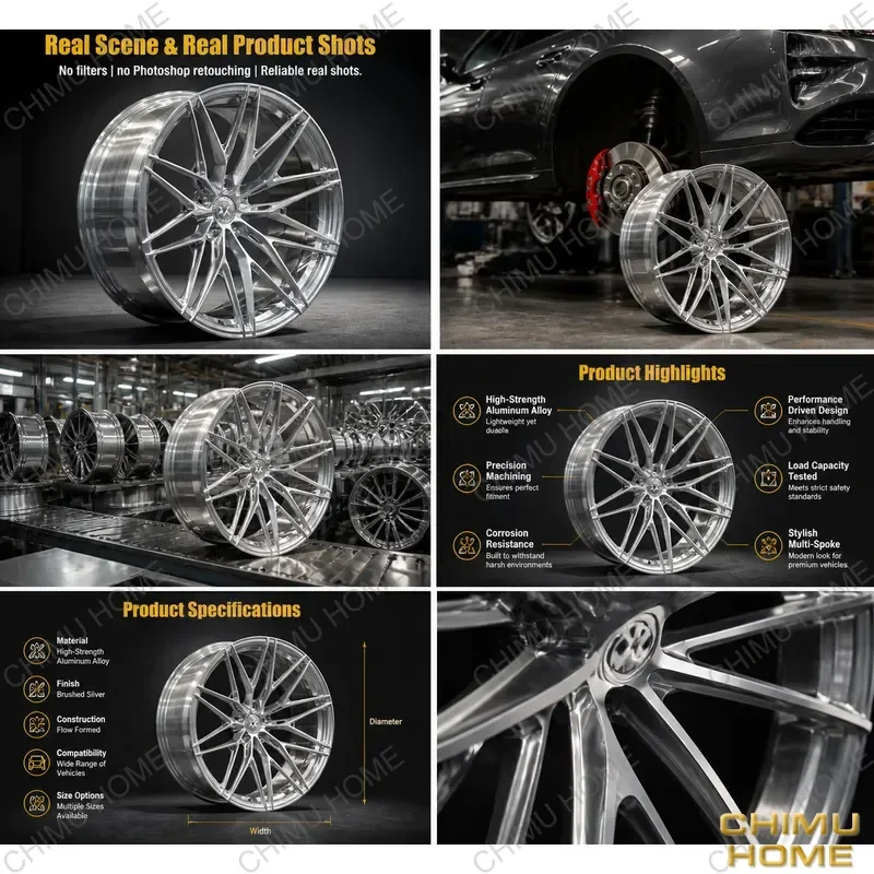 【CHIMU HOME】 20x9 21x12 Forged Wheels 5x112 5x130 Silver Multi Spoke Rims Fit for GT Fit for 911 Custom