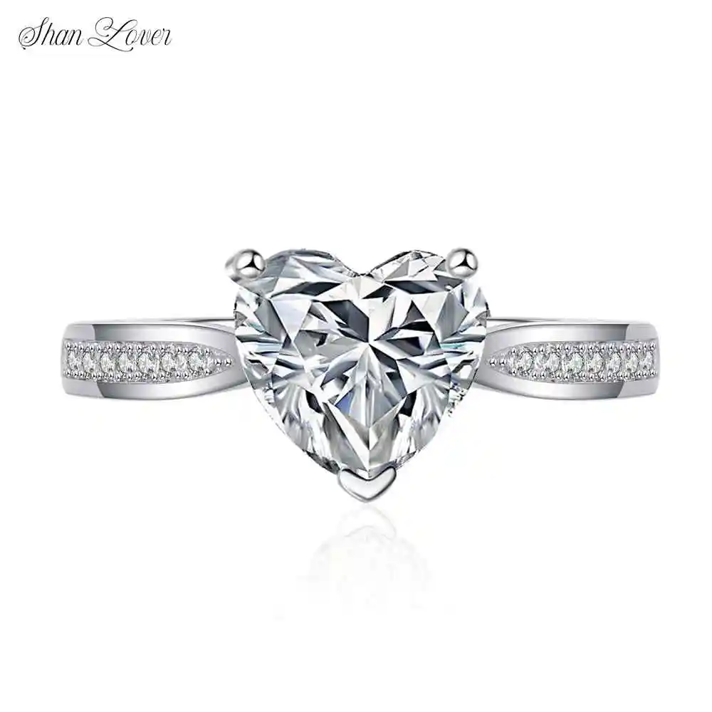 

ShanLover Brand Luxury Brand Designer 2 Carat Heart Moissanite Diamond Ring Set S925 Sterling Silver Moissanite Diamond Jewelry