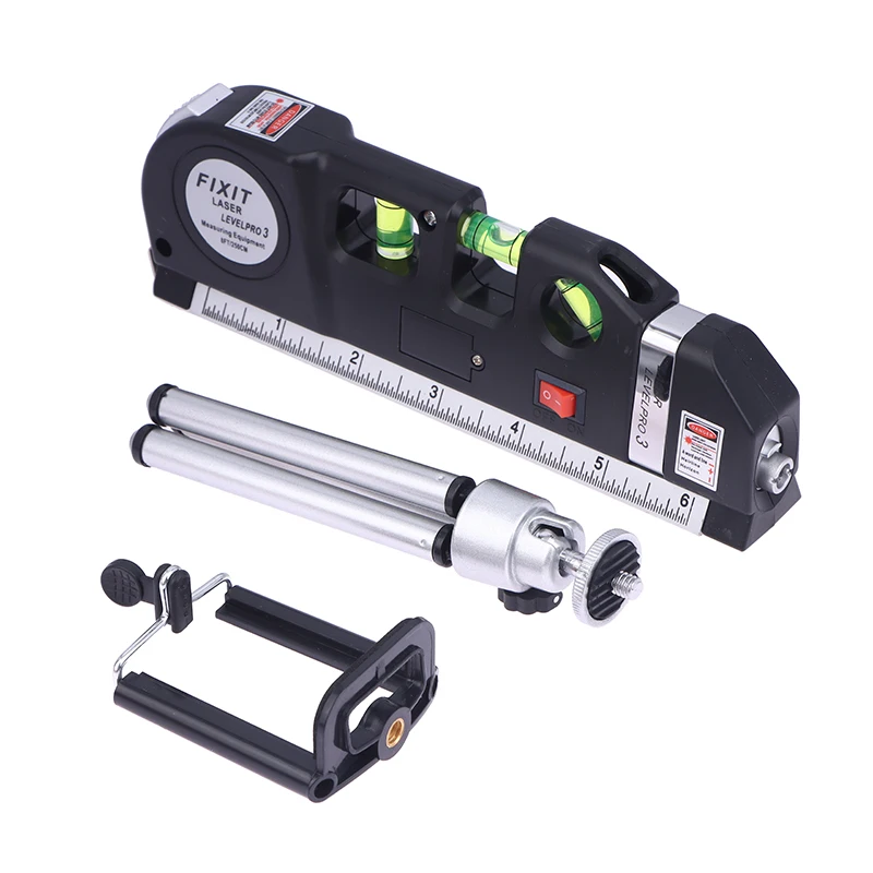 Herramienta de línea de nivel láser, Kit de nivel láser multiusos, regla de cinta métrica láser de línea cruzada estándar con soporte de trípode de Metal