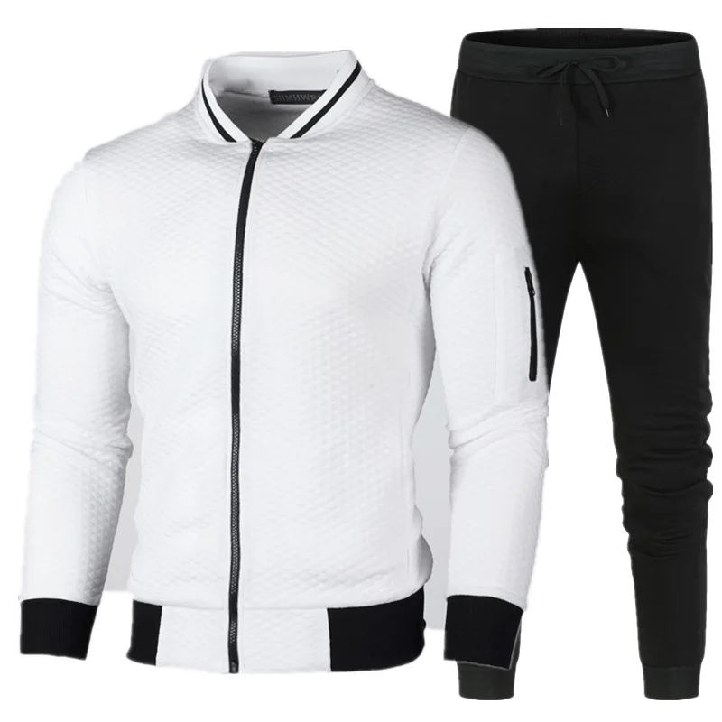 2023 Pring Men Sports Set Casual Sweatshirt Baseball Wear Zipper Long Sleeve Tracksuits Fashion Sweatpants Slim Two-piece Set