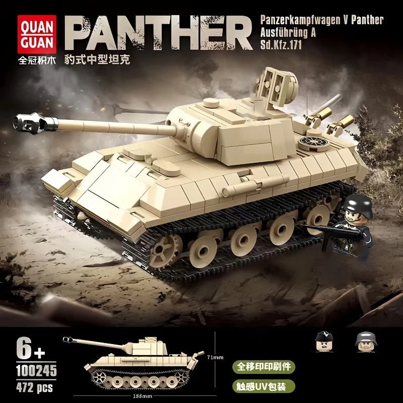

Barbarossa Germany Military Panzer Panther Medium Tank Panzerkampfwagen V Panther Building Blocks Bricks Model Kids Toys Gifts