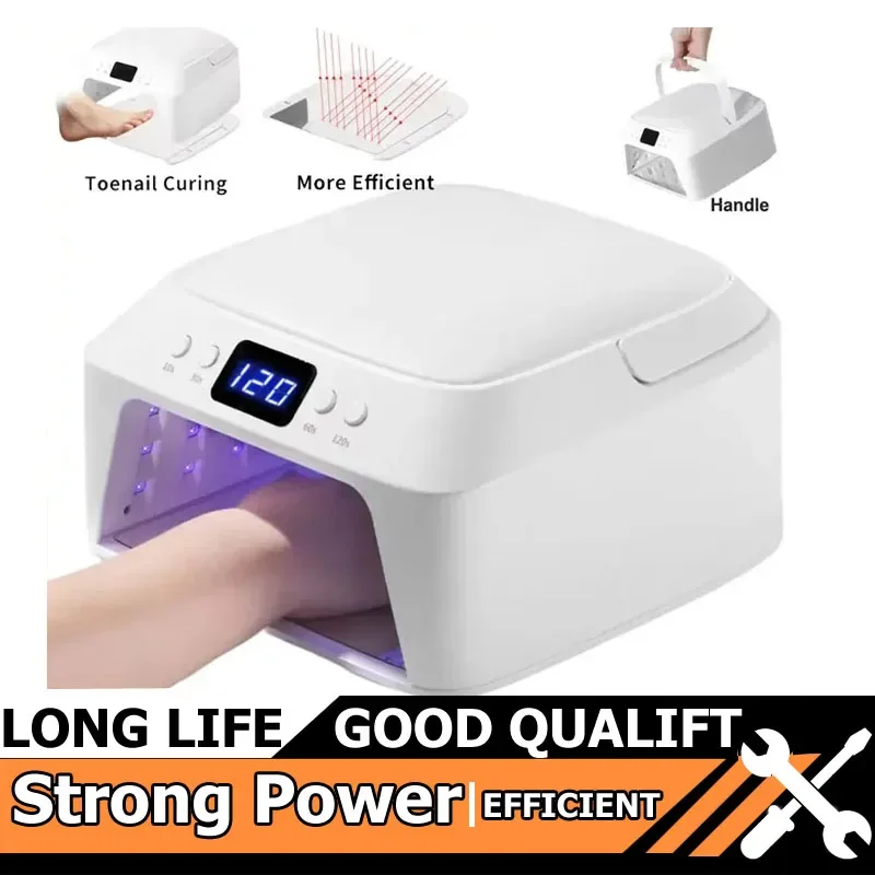 Lampada UV per unghie a LED Essiccatore per unghie di grande spazio con cuscino per le mani Sensore intelligente Lampada UV professionale da 72 W per strumenti per unghie