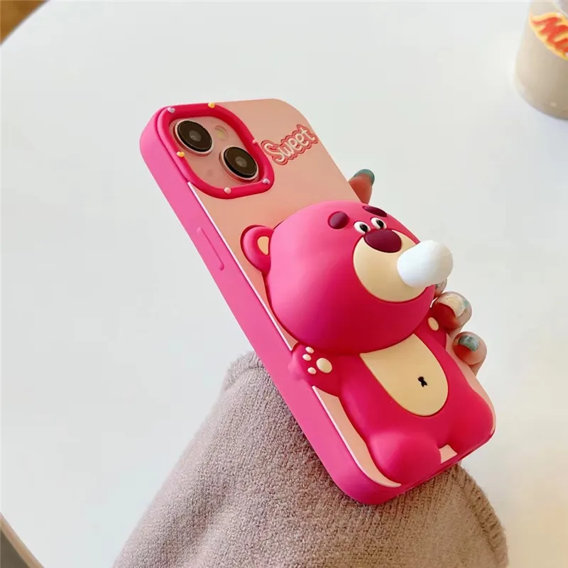 Disney Lotso Sweet Bear blow bubbles Phone Case for iPhone 11 12 13 14 15 Pro Max Toy Story Soft silicone Cartoon Cover