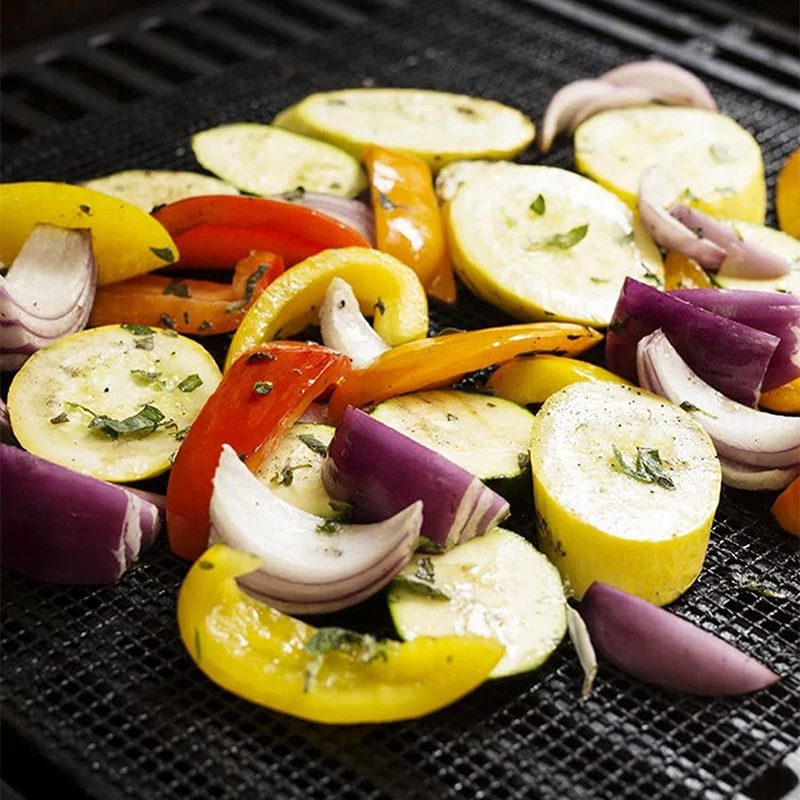 50 قطعة غير عصا مقاومة درجات الحرارة العالية شواء شبكة سادة الشواء شبكة قابلة لإعادة الاستخدام تنظيفها بسهولة الطبخ منصات الخبز شواء أداة