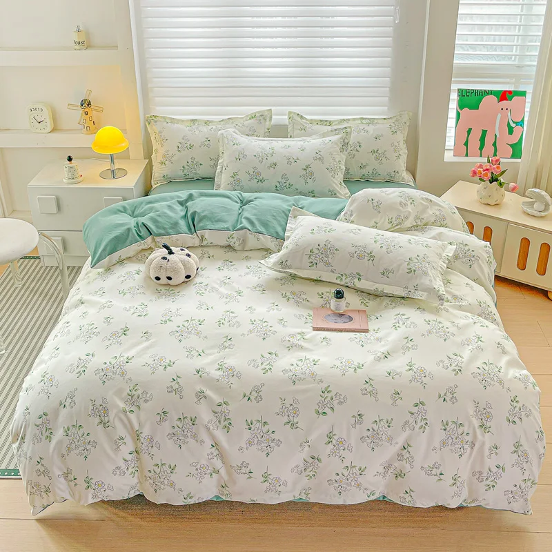 Süßes lila Liebesherz-Bettwäsche-Set für Mädchen, Erwachsene und Kinder, Bettbezug und Bettlaken-Set, Kissenbezüge, weich, volle Größe, 3/4-teilig – Detail 2
