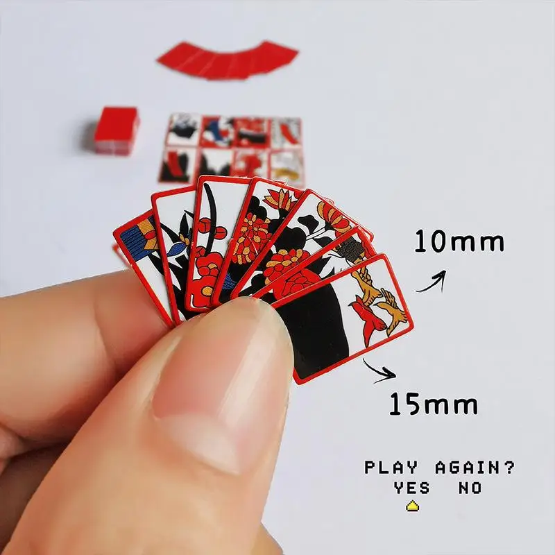 

96Pcs 1:12 Dollhouse Accessories Miniature Korean Flower Card Board Game Mini Poker Cards Doll House Playing Poker Cards Toy