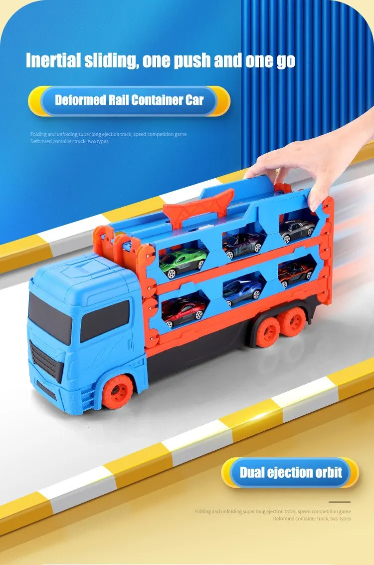 Children's Toy Deformation Catapult Truck Alloy Car Model Folding Storage Transport Vehicle Gifts