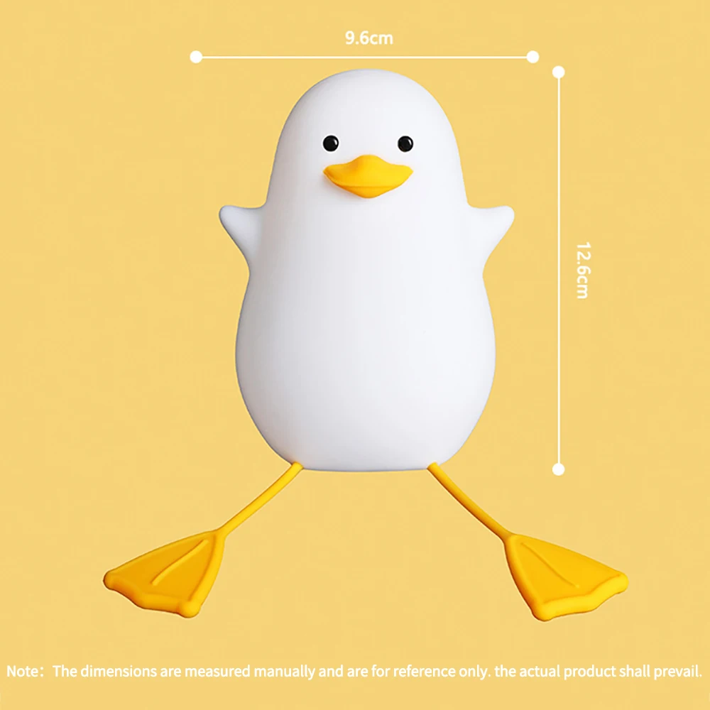 LED Night Lamp Cute Duck Cartoon Silicone Sleeping light USB Rechargeable Touch Sensor Timing Bedroom Bedside Lamp For Kid Gift