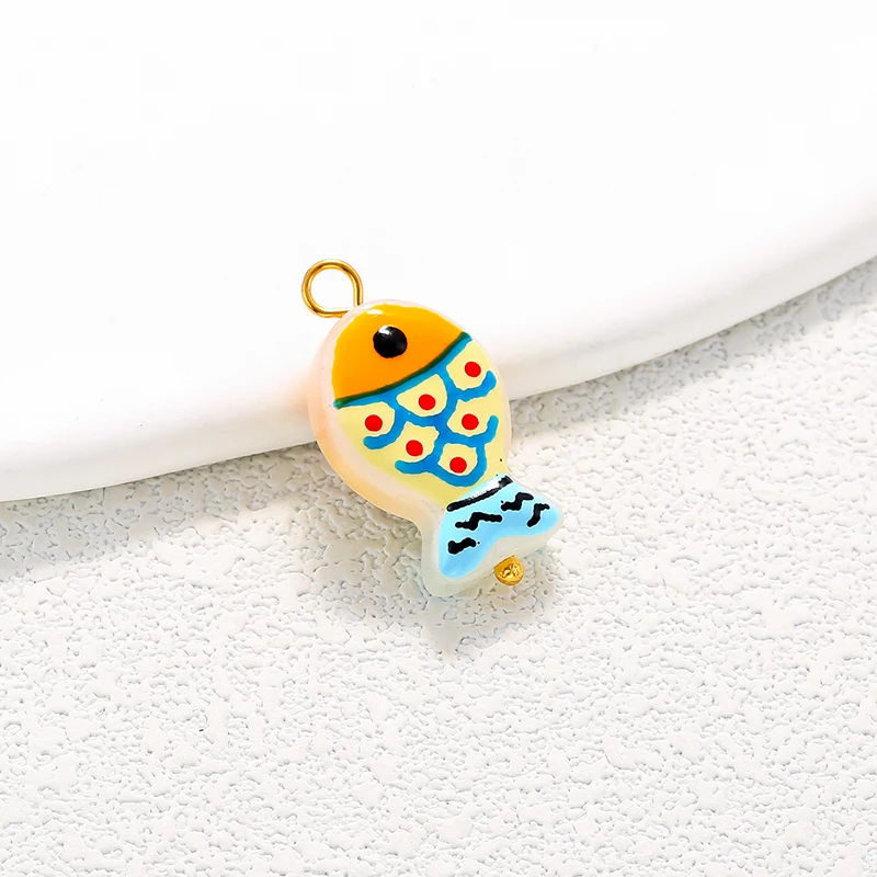Hand Painted Cartoon Fish Liuli Glass Charms Colorful Colored Glaze Pendant for DIY Jewelry Making Supplies and Materials:VD2348