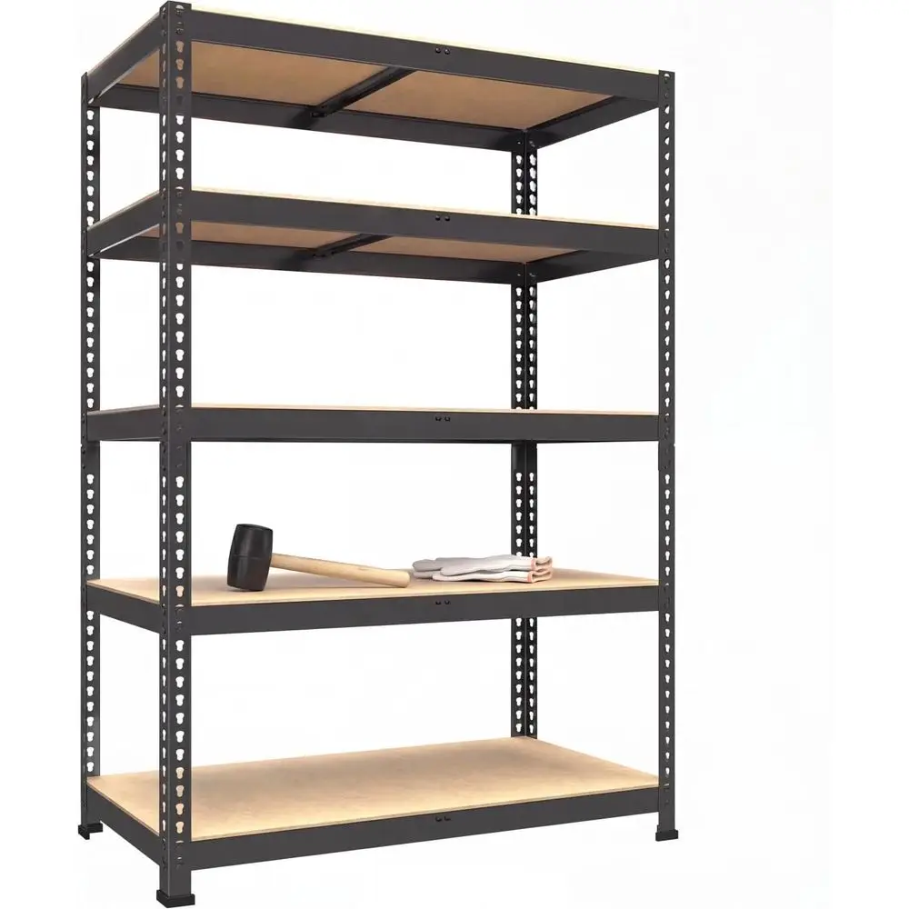 5-Tier Adjustable Metal Storage Shelves, 71 High, 35.5 Wide, Heavy Duty, with Wooden Board, Easy Assembly for Garage or Warehous