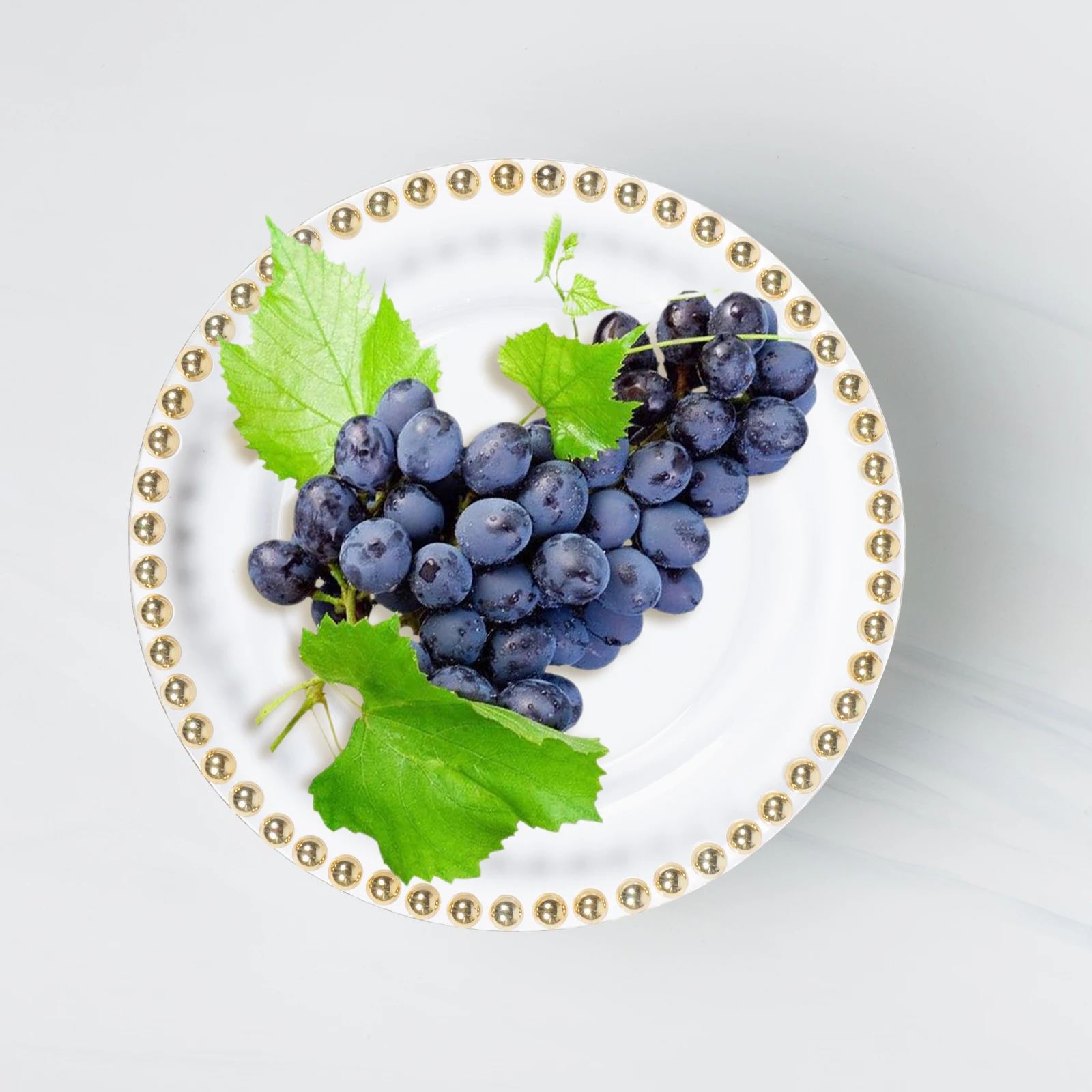 

Gold Plated Glass Plate Multi-Function Household Serving Dish Food Storage Container Decorative Steak Plate Food Accessory