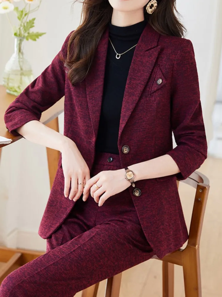 Coreano moda donna Vintage Office Blazer Pantsuit Casual elegante Chic Solid giacche pantaloni Suit femminile Business Pantsuit nuovo