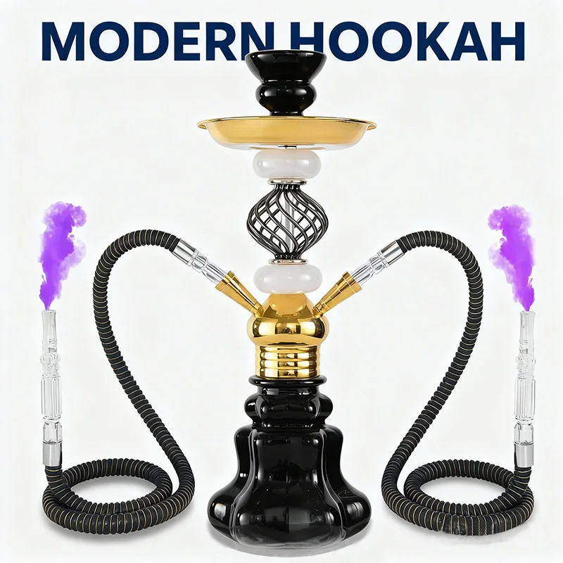 Arabian Hookah Set Glass Base Ceramics Bowl Shisha Pipe Kit Hookah Nargile Sheesha Narguile Chicha Water Pipe Hookah Shisha Set