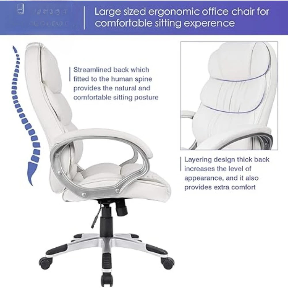 Office Chair High Back Computer Desk Chair, PU Leather Adjustable Height Modern Executive Swivel Task Chair