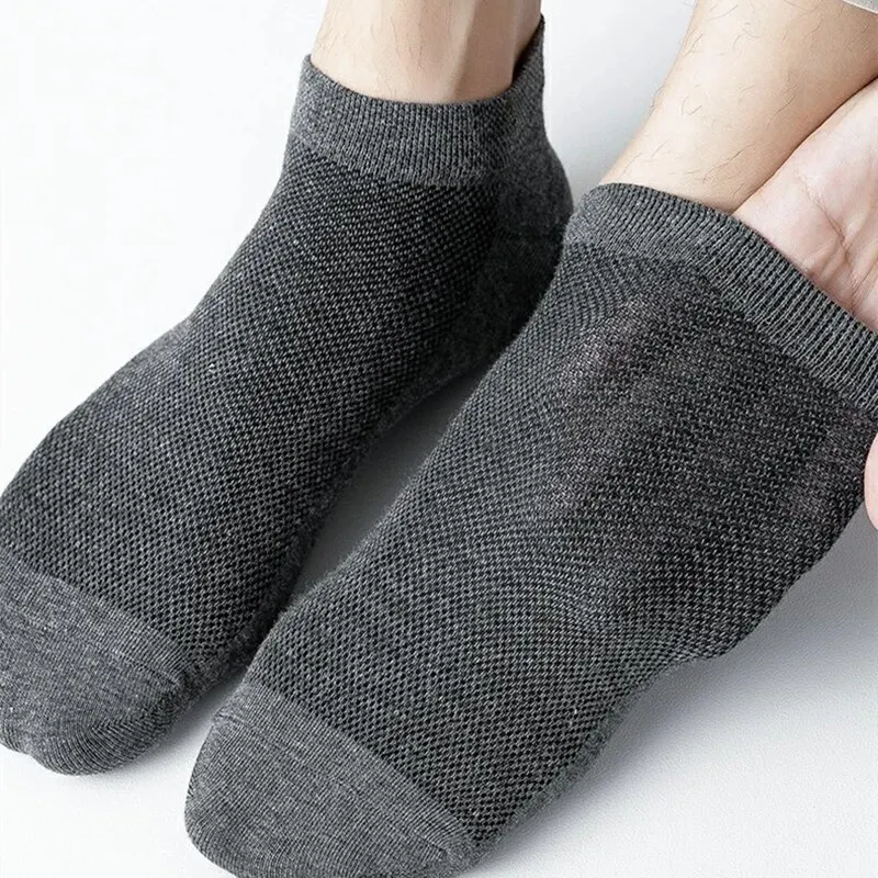 10 Pairs Men\'s Breathable Mesh Summer Short Socks, Sports Versatile Cotton Socks at Discount Price Sports and Casual Wear