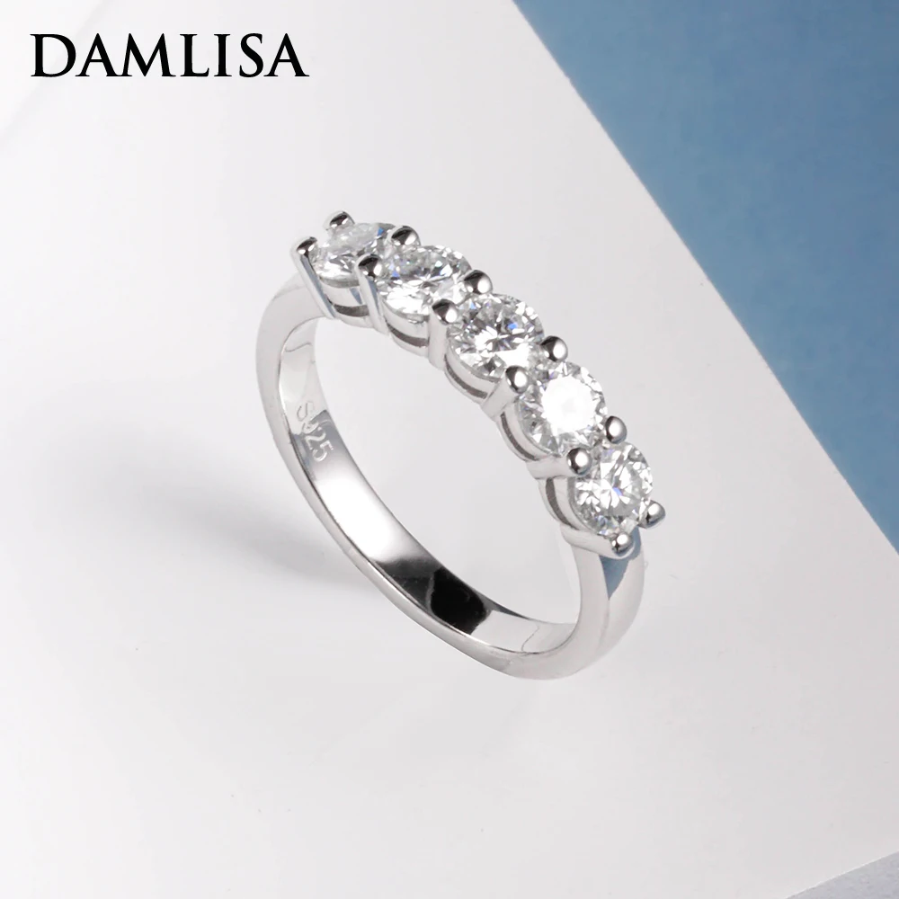 DAMLISA 4mm D Color Moissanite Wedding Band Ring 925 Sterling Silver 18K Gold Plated Eternity Band Engagament Rings Wholesale