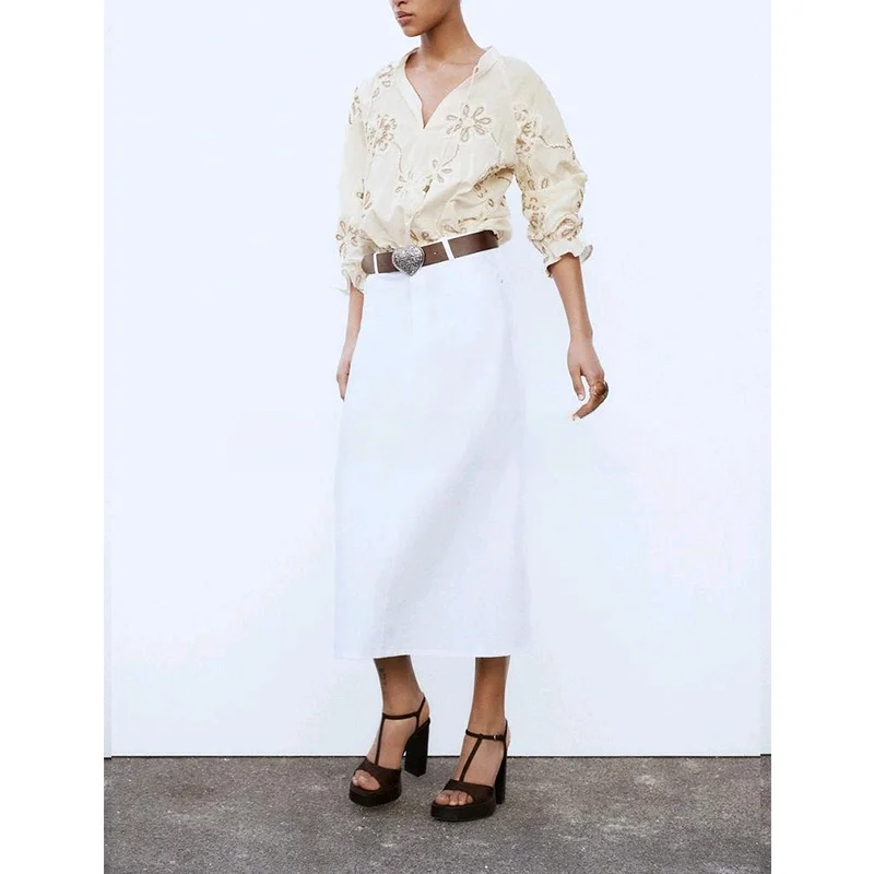 Nueva llegada de primavera, csa de manga larga con cuello redondo a la moda para mujer, csa informal 00% de fibra de p...