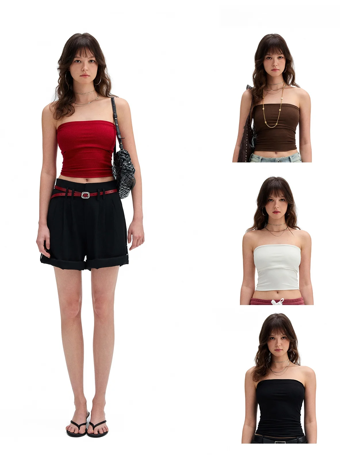 

Elastic Close-Fitting Tube Top Brtte No Strap Women's Top Outerwear ort Sle Commute Summer Print Inner Wear Vest