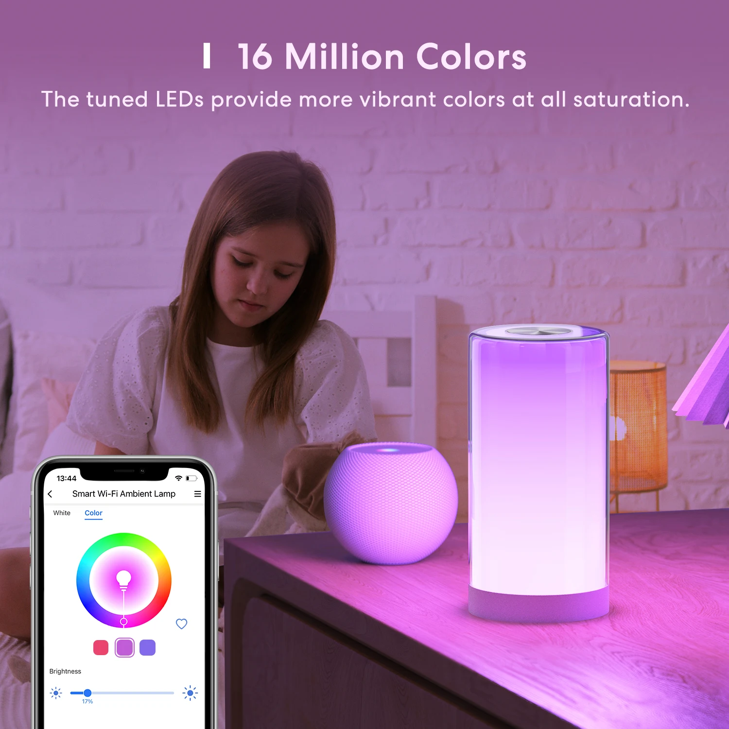 Meross-lámpara de mesa inteligente HomeKit, luz ambiental regulable, RGB, colorida, para mesita de noche, funciona con Alexa, Google Home,