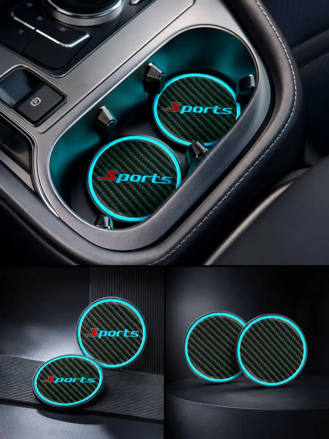 Universelle leuchtende, wasserdichte, rutschfeste Untersetzer für das Auto, Ambiente-Deko-Zubehör, farbwechselnde, im Dunkeln leuchtende Untersetzer fürs Auto – Detail 4