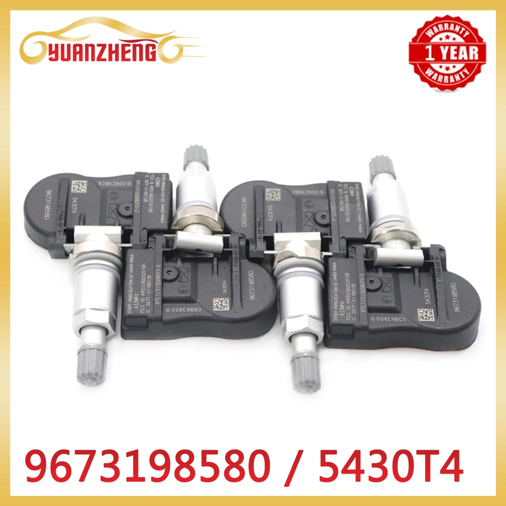 

1/4PCS Car TPMS Tire Pressure Sensor 9673198580 5430T4 For Peugeot 207 307 407 508 607 807 1007 For Citroen C4 C5 C6 C8 433Mhz