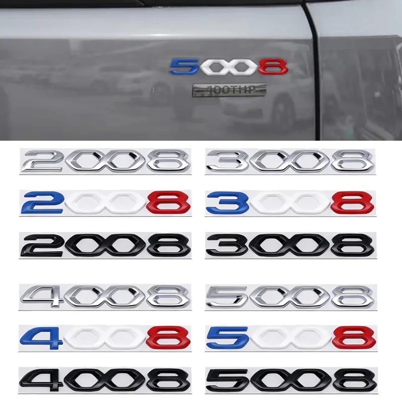 3D Metal Car Trunk Decoration Sticker For Peugeot 2008 3008 5008 Retrofit Upgrade Accessory
