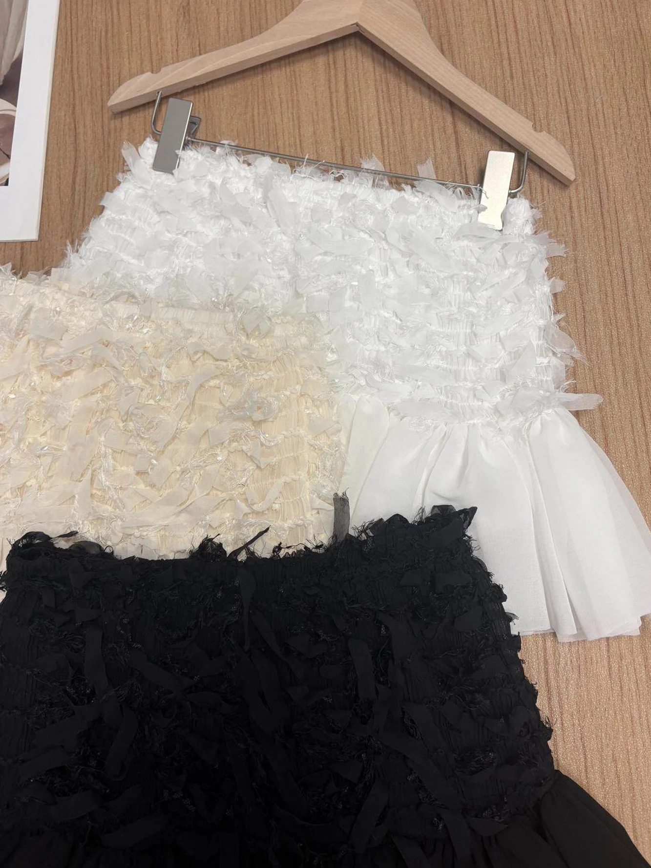 Romantic Tassel Trim Half-length Skirt Women's A-line Anti-exposure Chiffon Floral Lace Splicing Short Skirt Date Wear